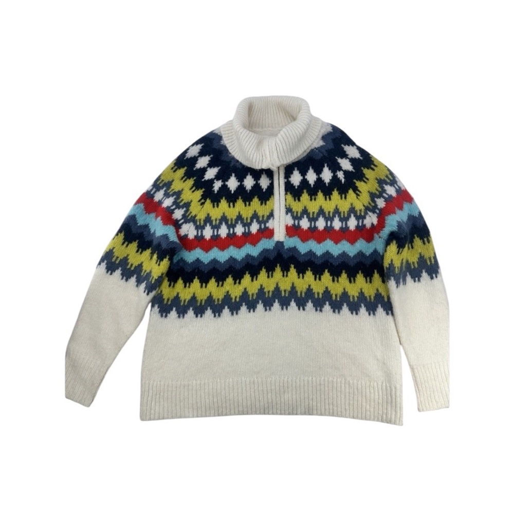 AERIE Quarter Zip Sweater Fair Isle Cozy Soft Thick Chunky Nordic Women's S/P‎